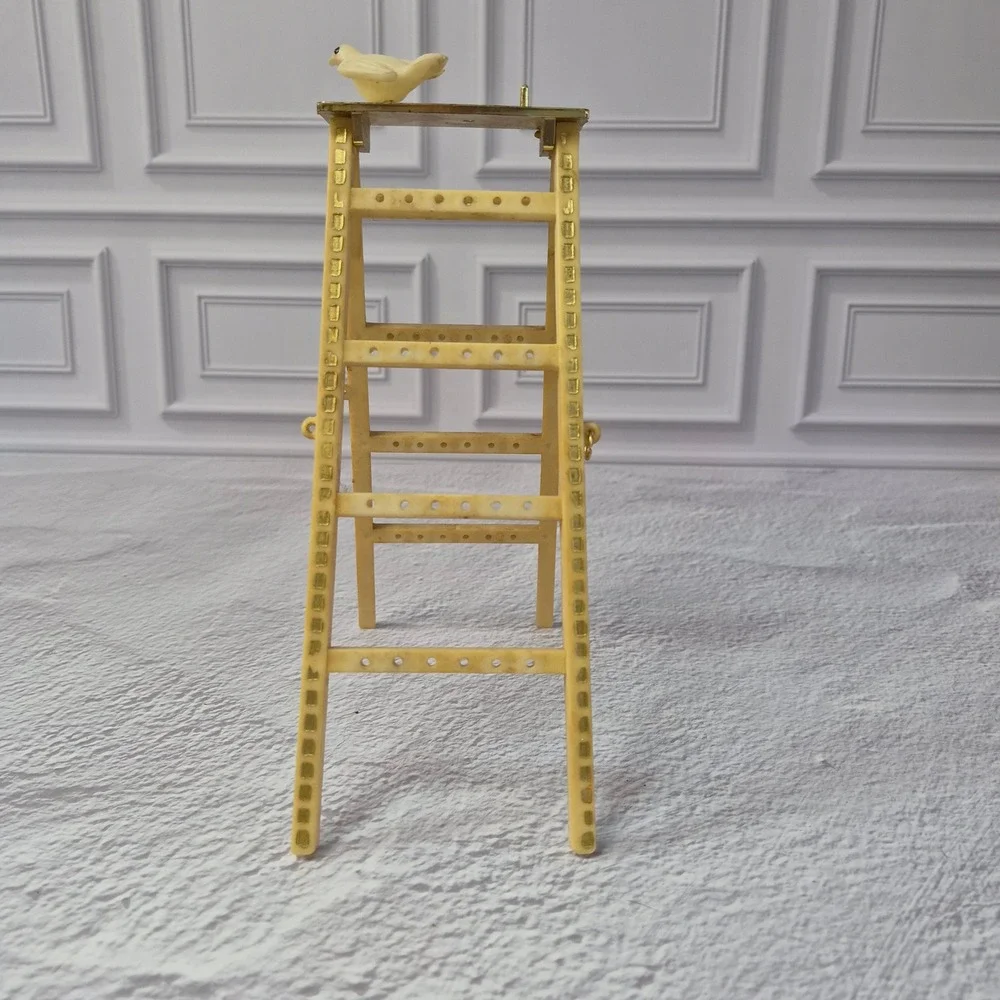 Vintage Ladder Earring Stand Organizer Cream with Bird Dove Retro Stud Holder